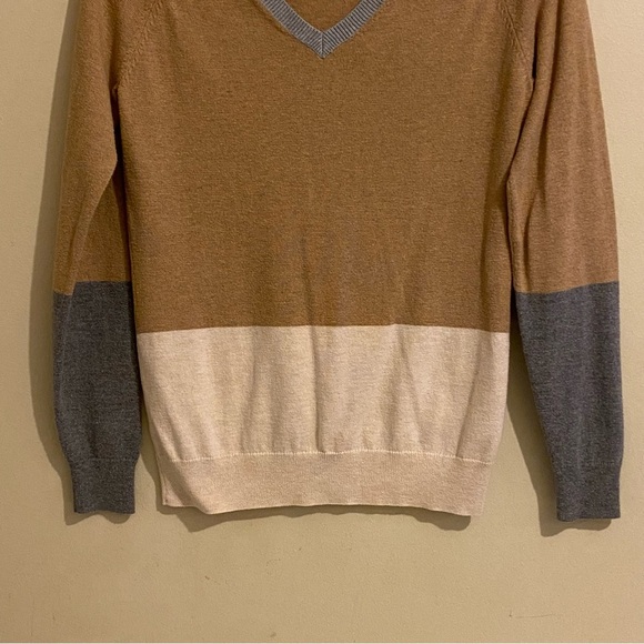JCP Penny Women's Sweater Size M Colorblock Cardigan V-Neck Cashmere Blend - Picture 6 of 9